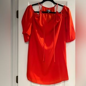 Neiman Marcus orange cold shoulder dress